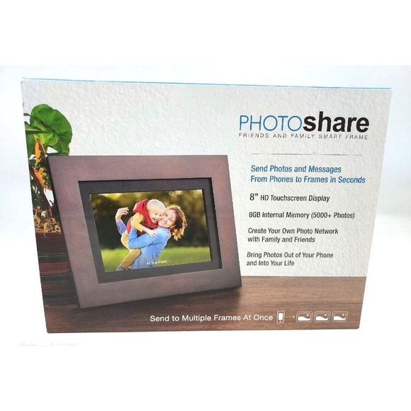 SimplySmart Home 8" FHD PhotoShare Friends Family Smart Frame, Dark Espresso - Picture 1 of 2